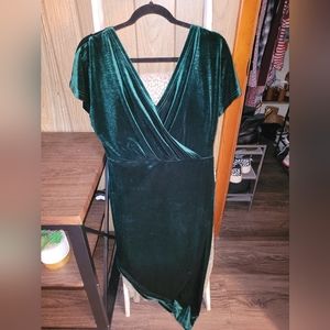 Green velvet dress